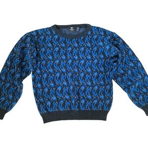 Vintage Givenchy Monsieur 90s Paisley Knit Sweater L Designer Luxury